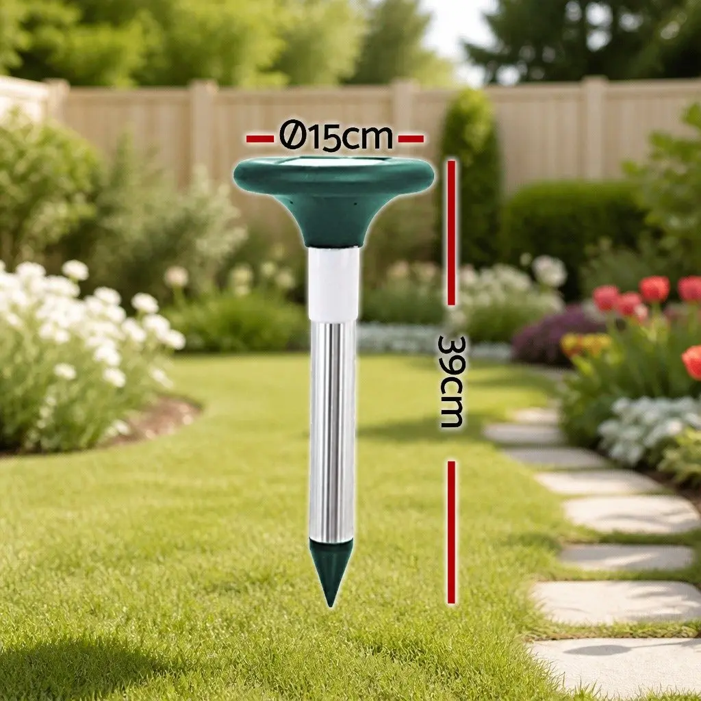 Solar LED Snake Repeller Ultrasonic Pest Rodent Deterrent 4 Piece
