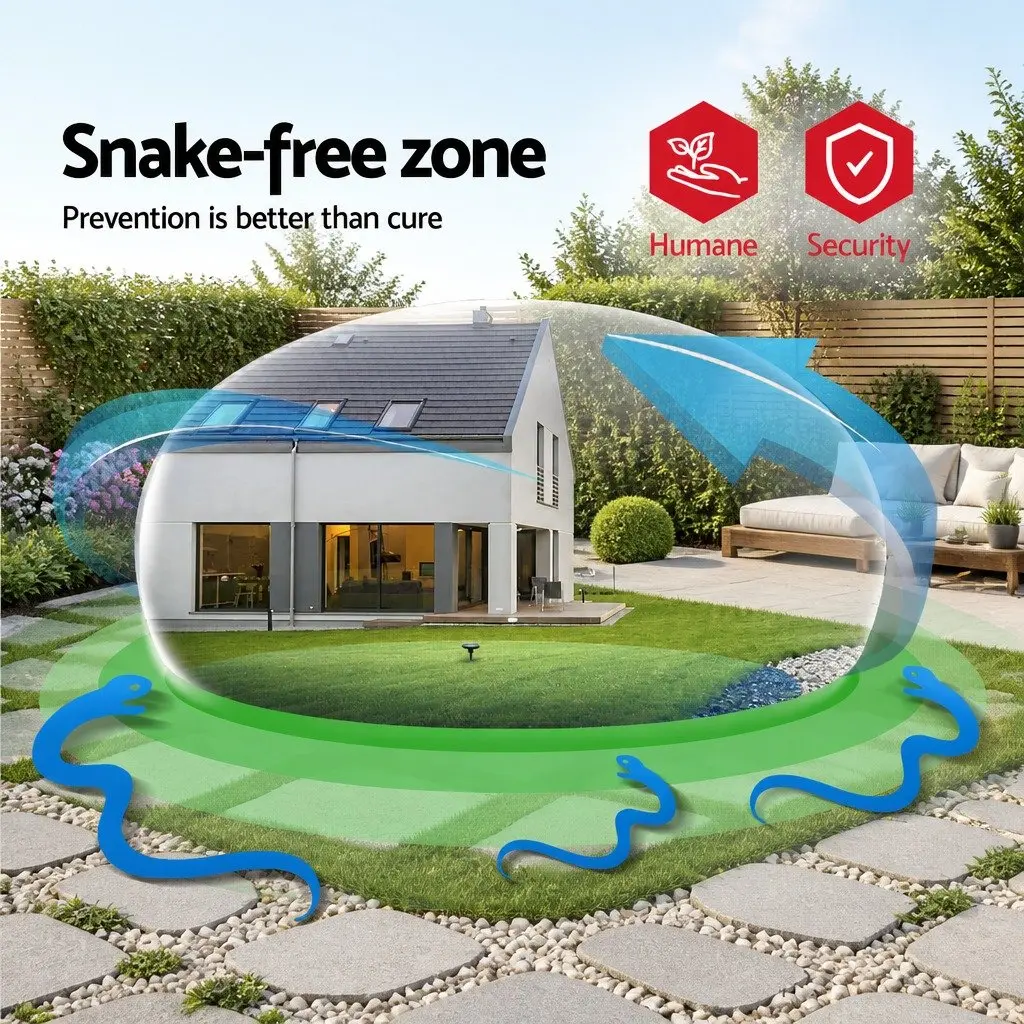 Solar LED Snake Repeller Ultrasonic Pest Rodent Deterrent 4 Piece
