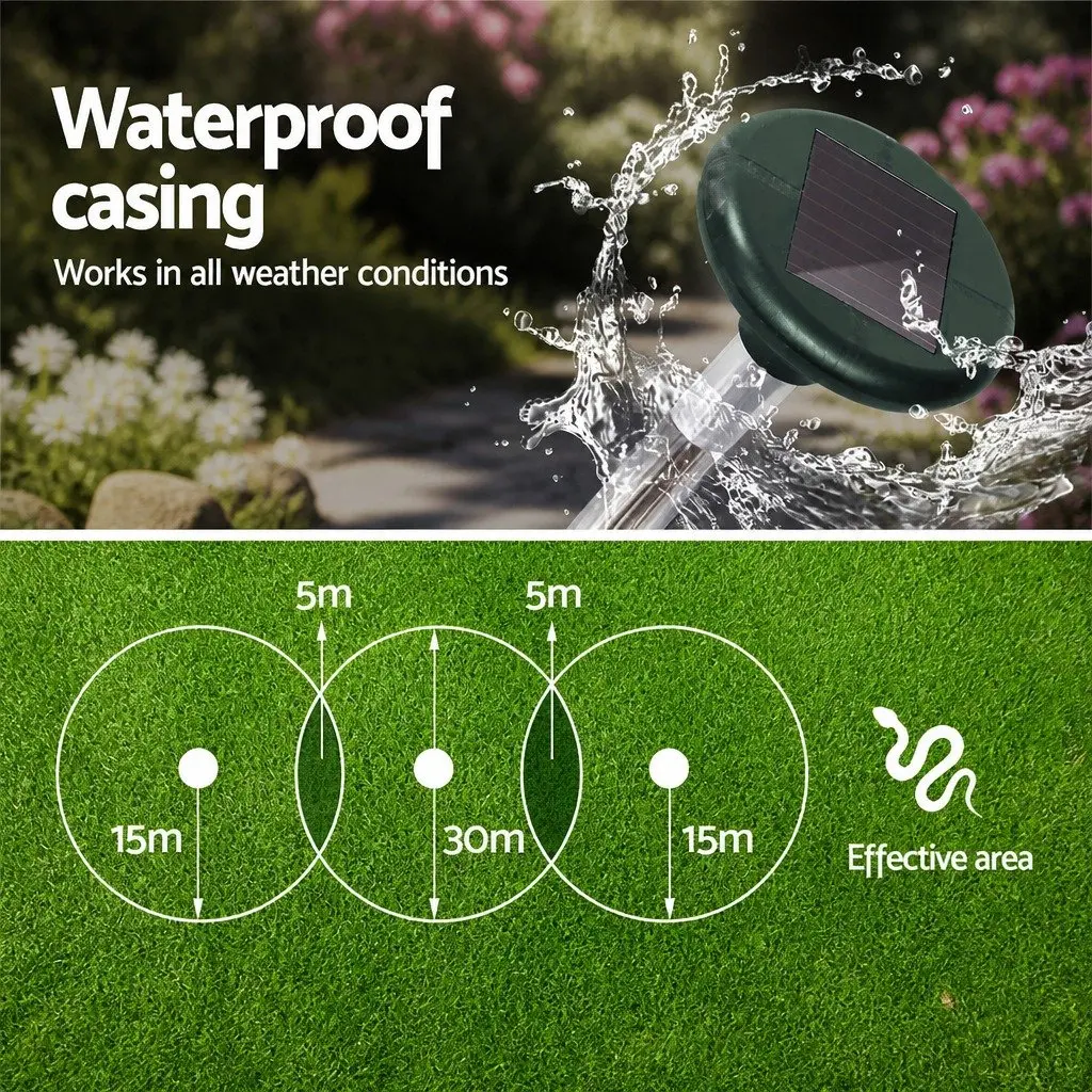 6x LED Solar Snake Repeller Ultrasonic Pest Rodent Deterrent Garden Yard Outdoor