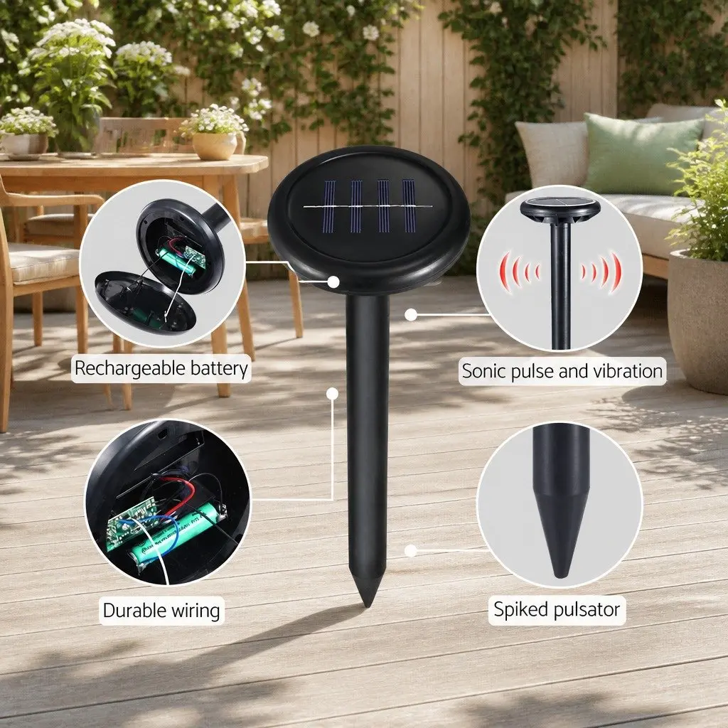 Snake Repeller Ultrasonic Solar Powered 12 Piece Set for Garden Yard Farm Orchard