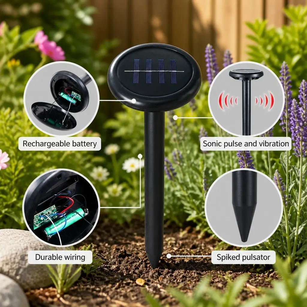Snake Repeller Ultrasonic Solar Powered 6 Pack Garden Yard Farm Orchard