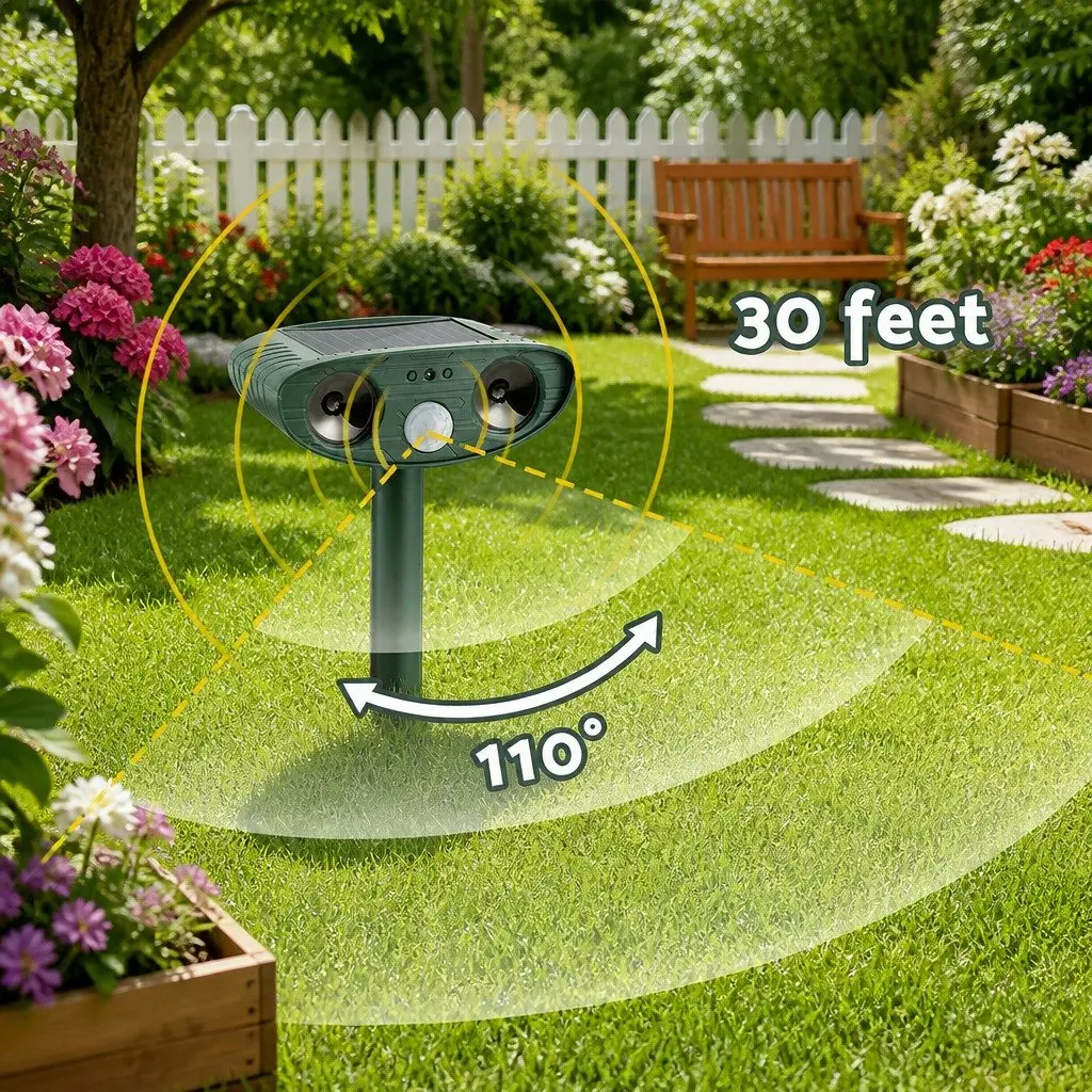 Ultrasonic Snake Repeller Solar Battery Powered Motion Sensor Garden Yard