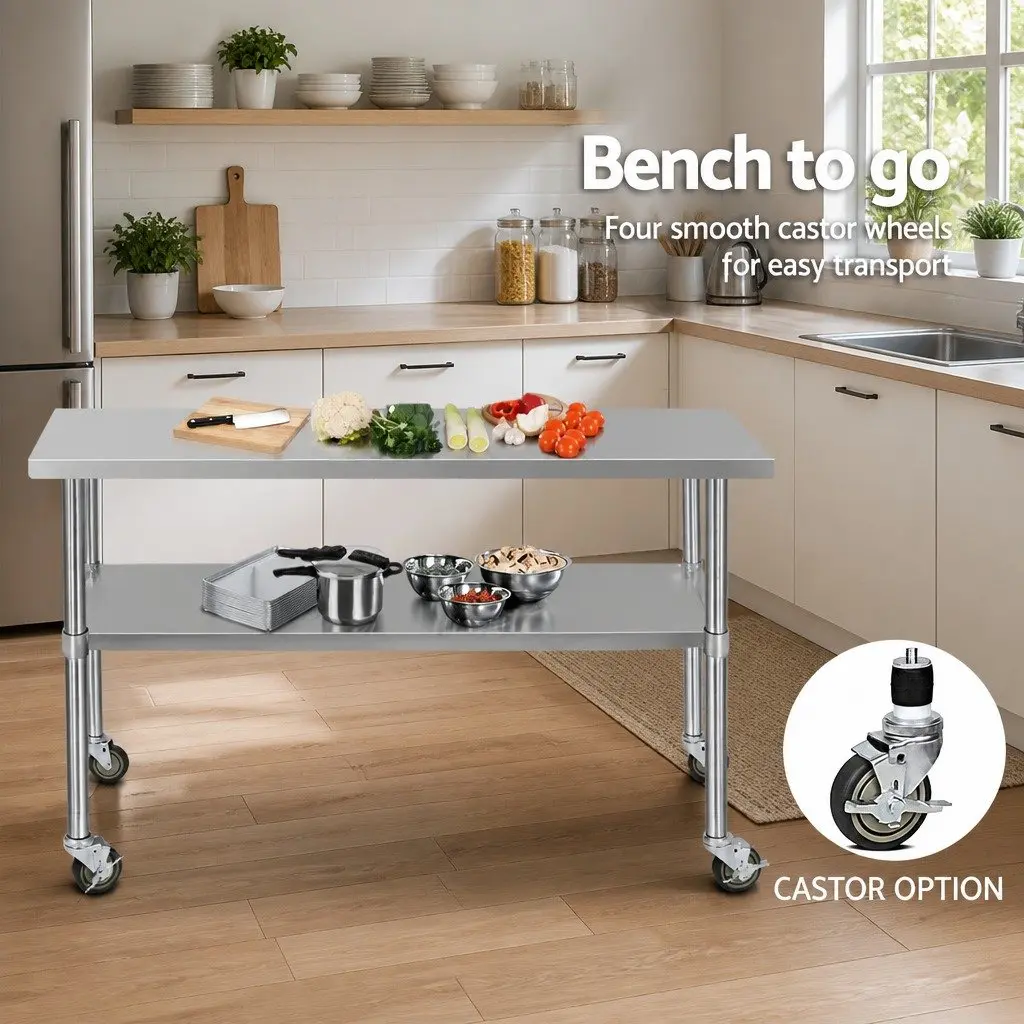 Stainless Steel Kitchen Work Table with Wheels