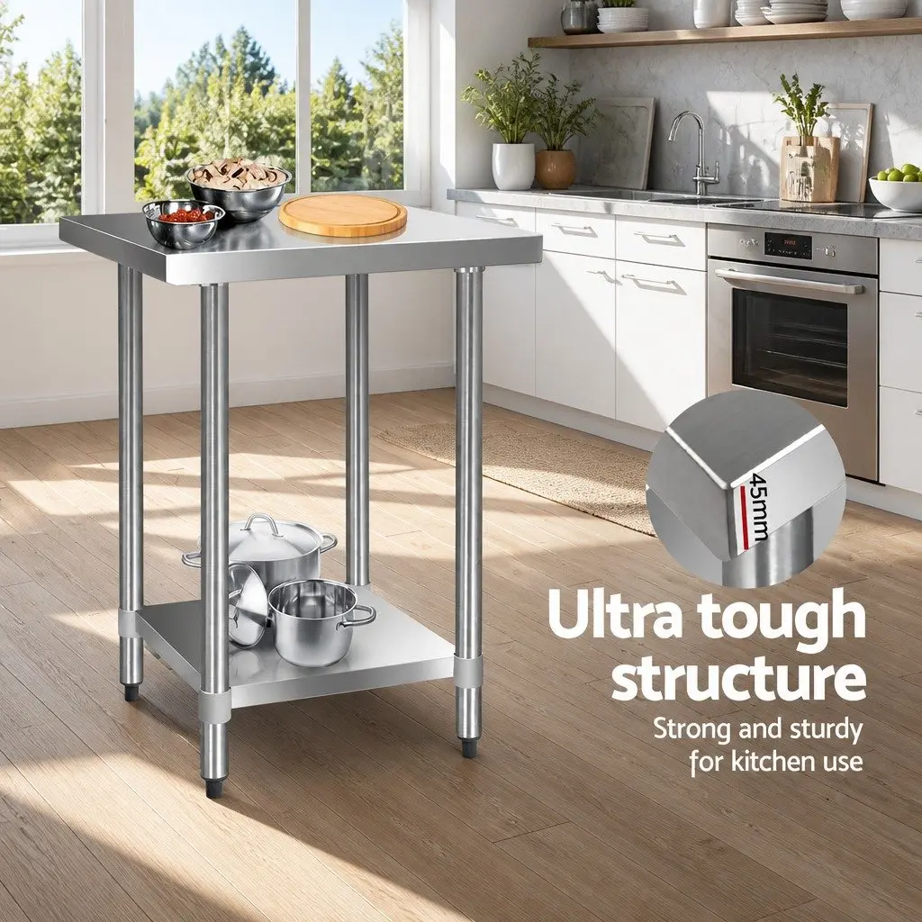 Stainless Steel Workbench Commercial Grade 610x610mm Food Prep Table Silver