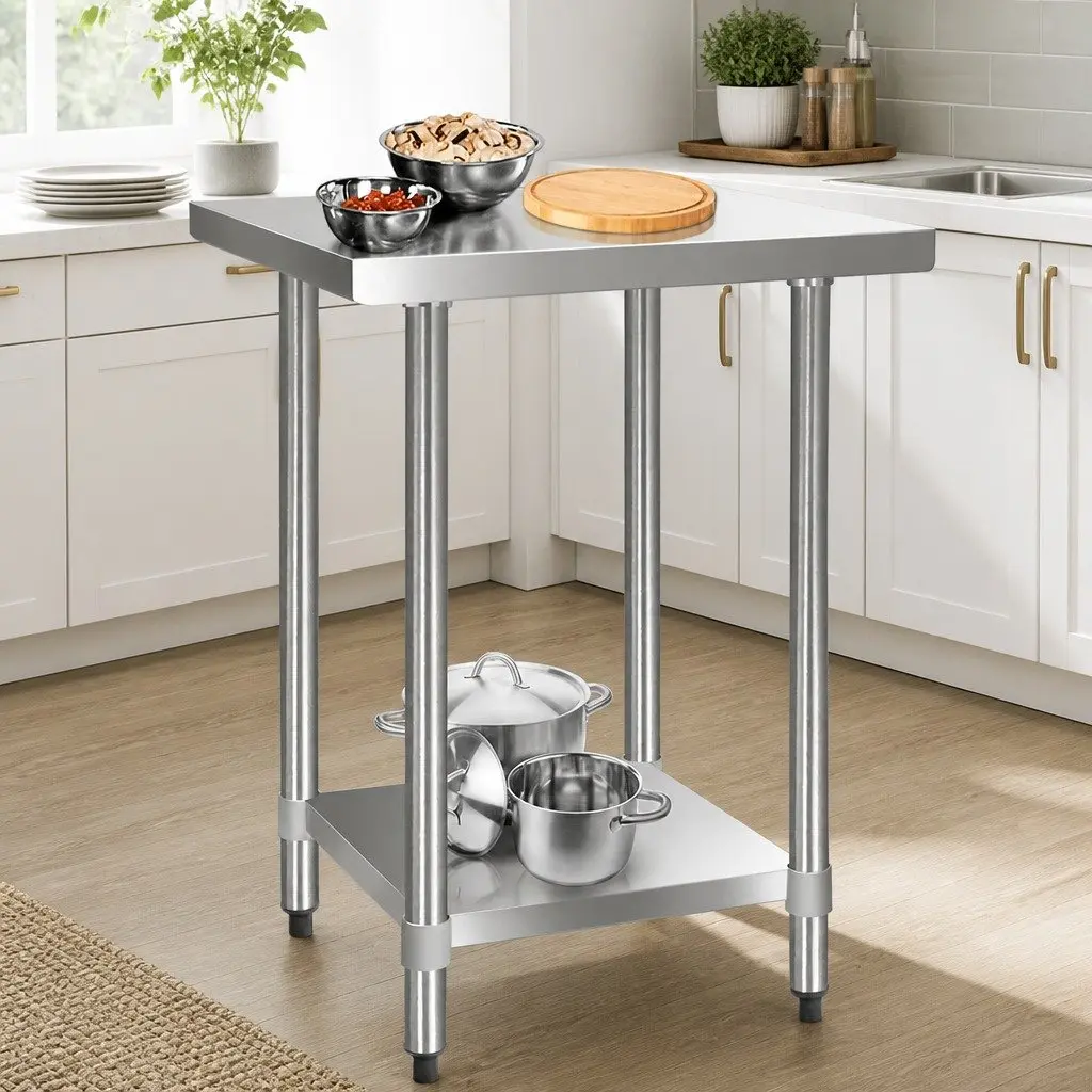 Stainless Steel Workbench Commercial Grade 610x610mm Food Prep Table Silver