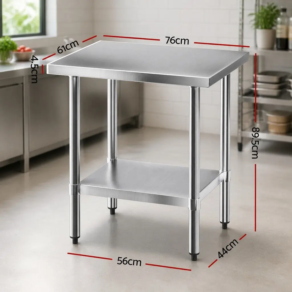 Stainless Steel Kitchen Work Table Heavy-Duty 610x760mm with Adjustable Undershelf