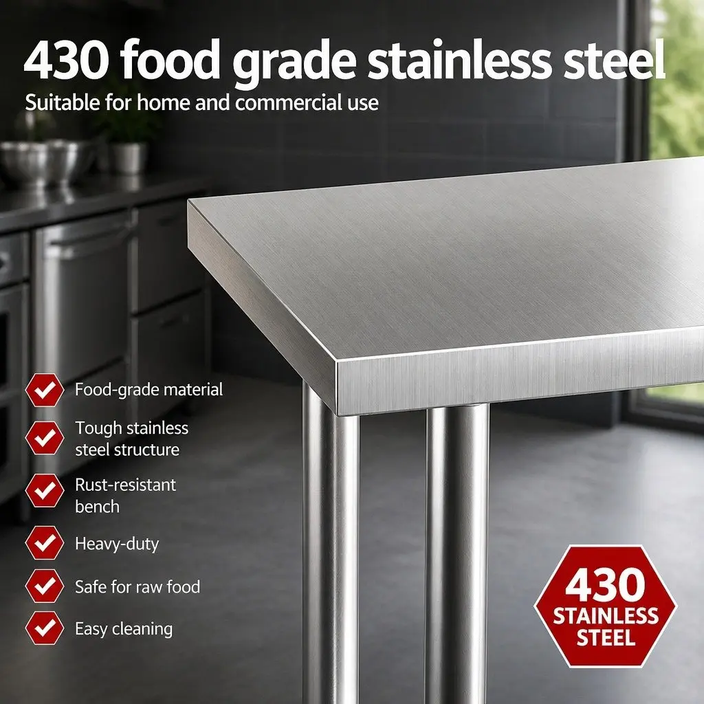 Stainless Steel Kitchen Work Table Heavy-Duty 610x760mm with Adjustable Undershelf