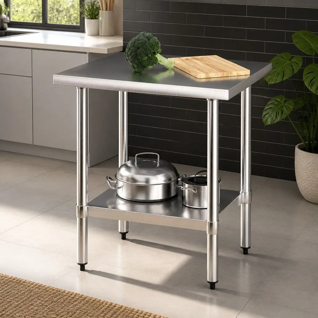 Stainless Steel Kitchen Work Table Heavy-Duty 610x760mm with Adjustable Undershelf