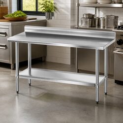 Stainless Steel Kitchen Bench with Splashback: Made for You