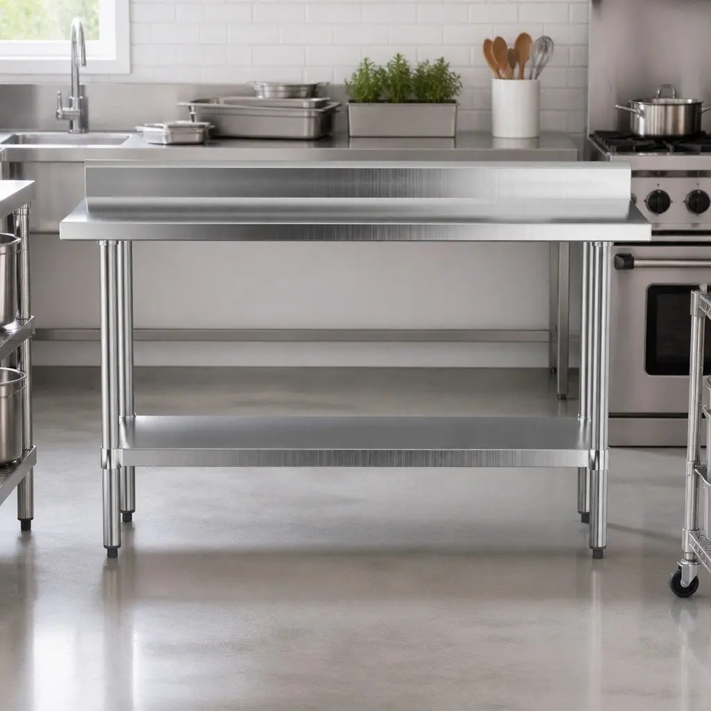 Stainless Steel Kitchen Bench with Splashback 1500x600mm