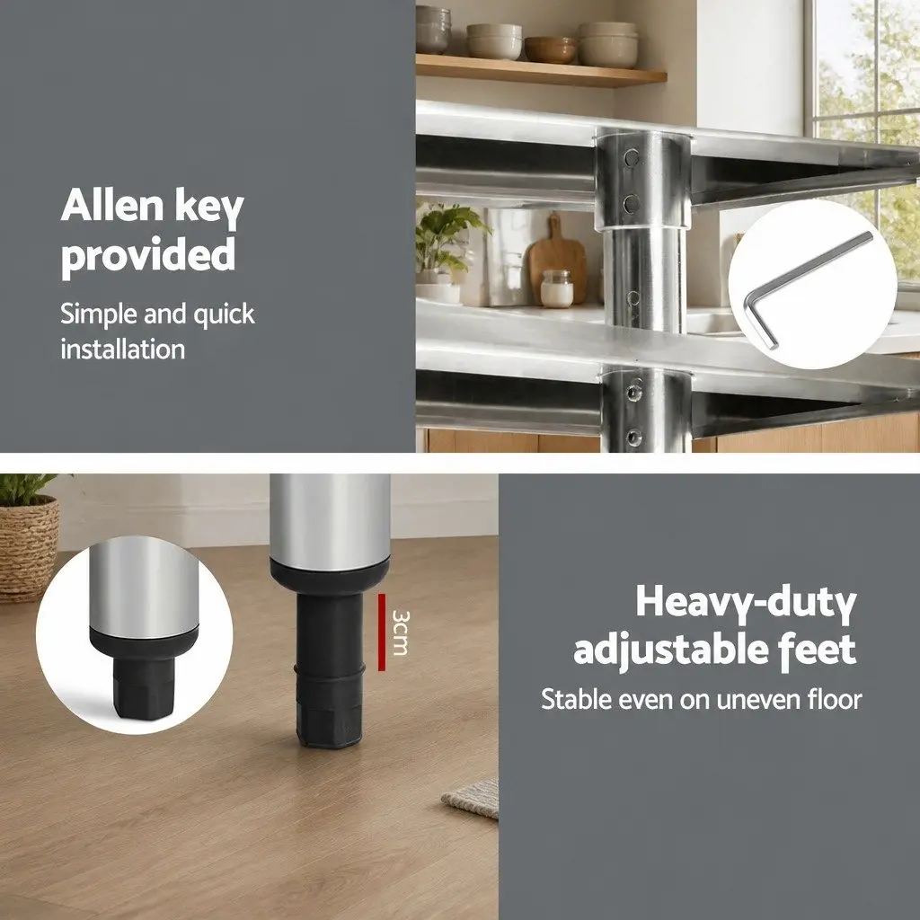 Stainless Steel Kitchen Bench Heavy Duty 1829x760mm Commercial Grade Prep Table