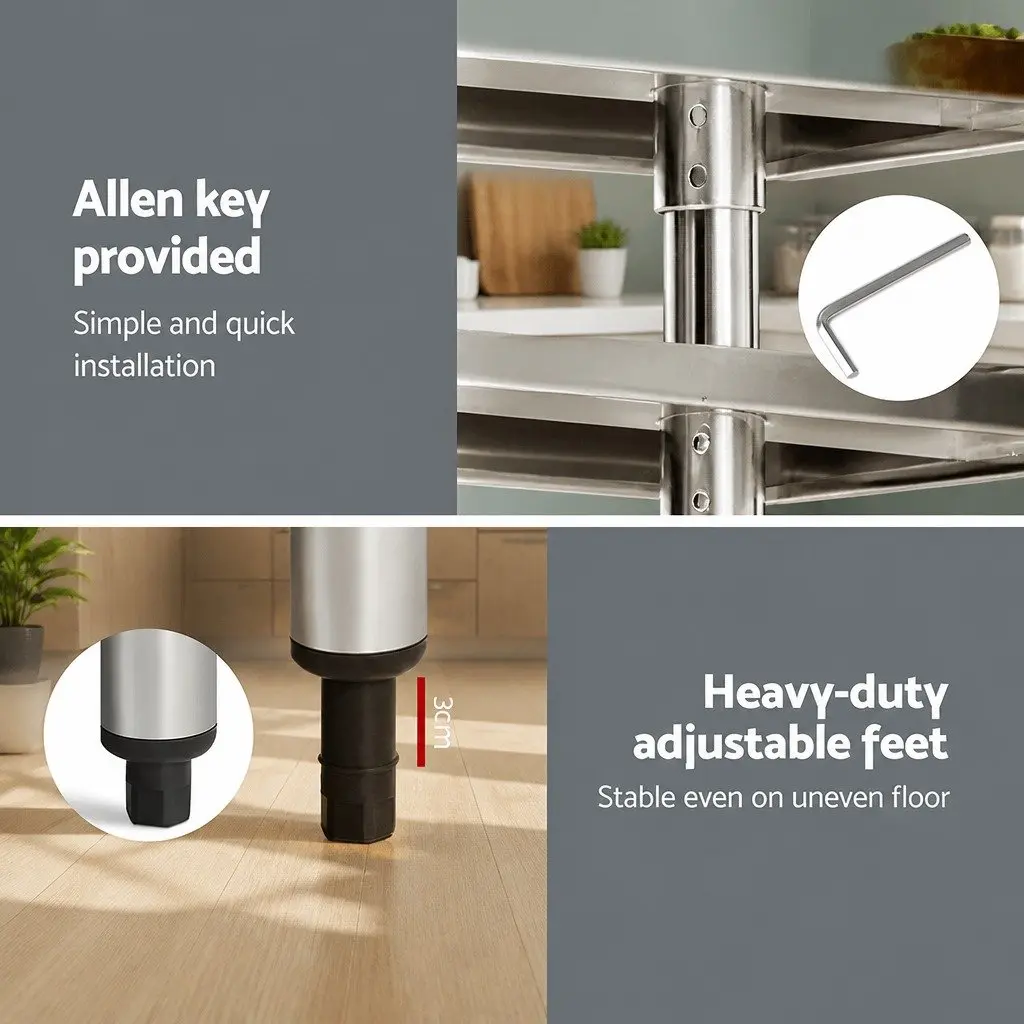 Stainless Steel Kitchen Bench Heavy Duty 1829x760mm Commercial Grade Prep Table