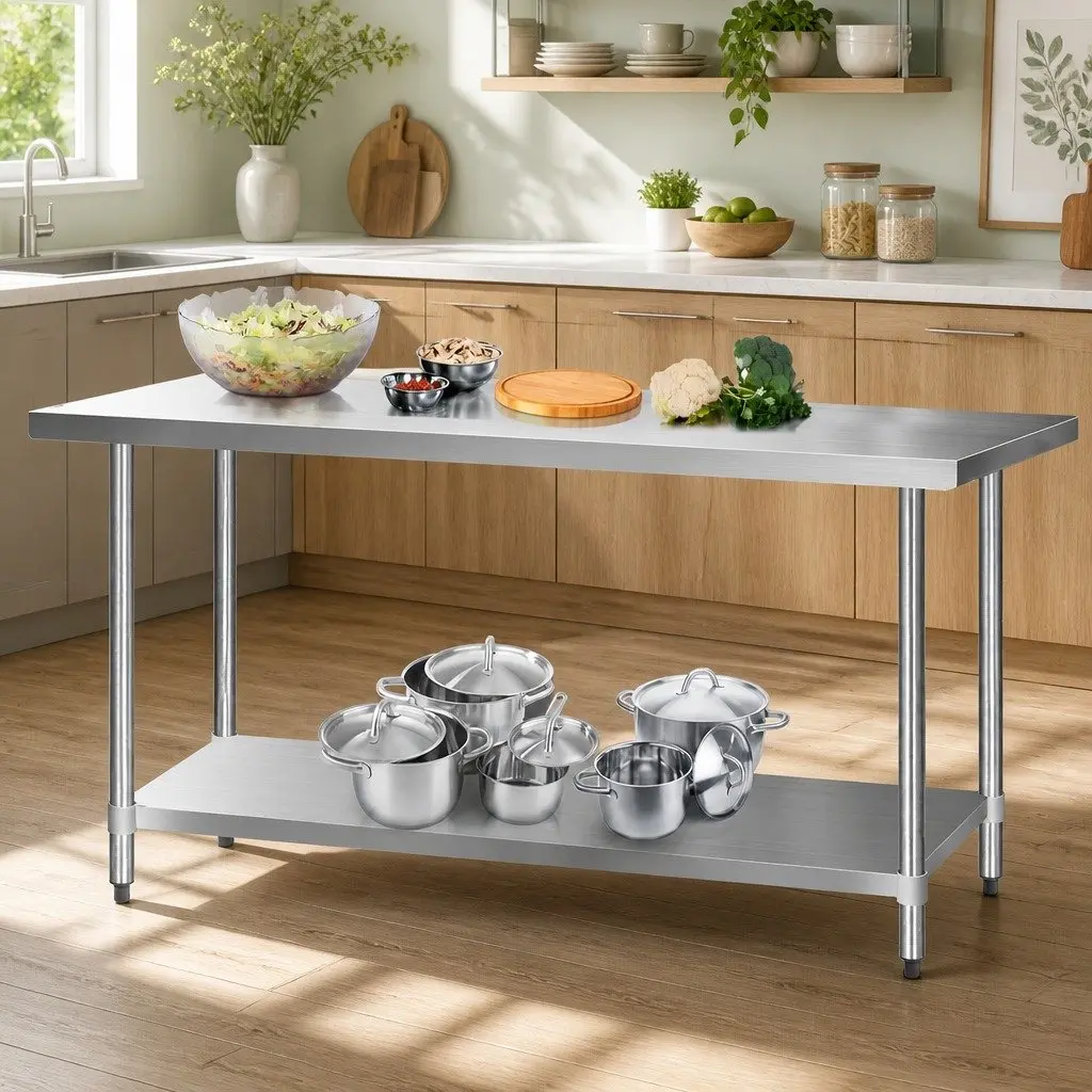 Stainless Steel Kitchen Bench Heavy Duty 1829x760mm Commercial Grade Prep Table