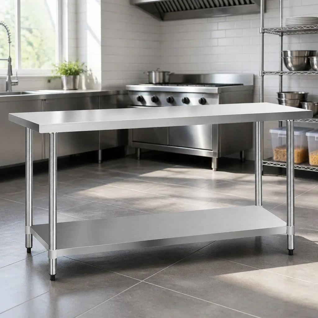 Stainless Steel Kitchen Work Bench 1829x610mm Commercial Food Prep Table with