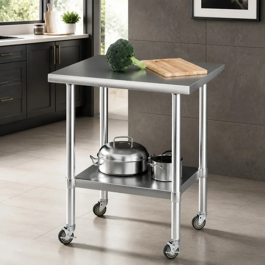 Stainless Steel Kitchen Work Bench Heavy Duty 760x610mm Commercial Grade Prep Table