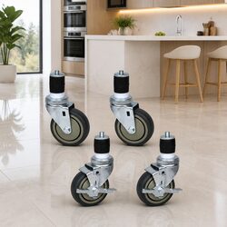 4" Swivel Castor Wheels Set of 4 Universal Kitchen Bench Casters with Lock Brake