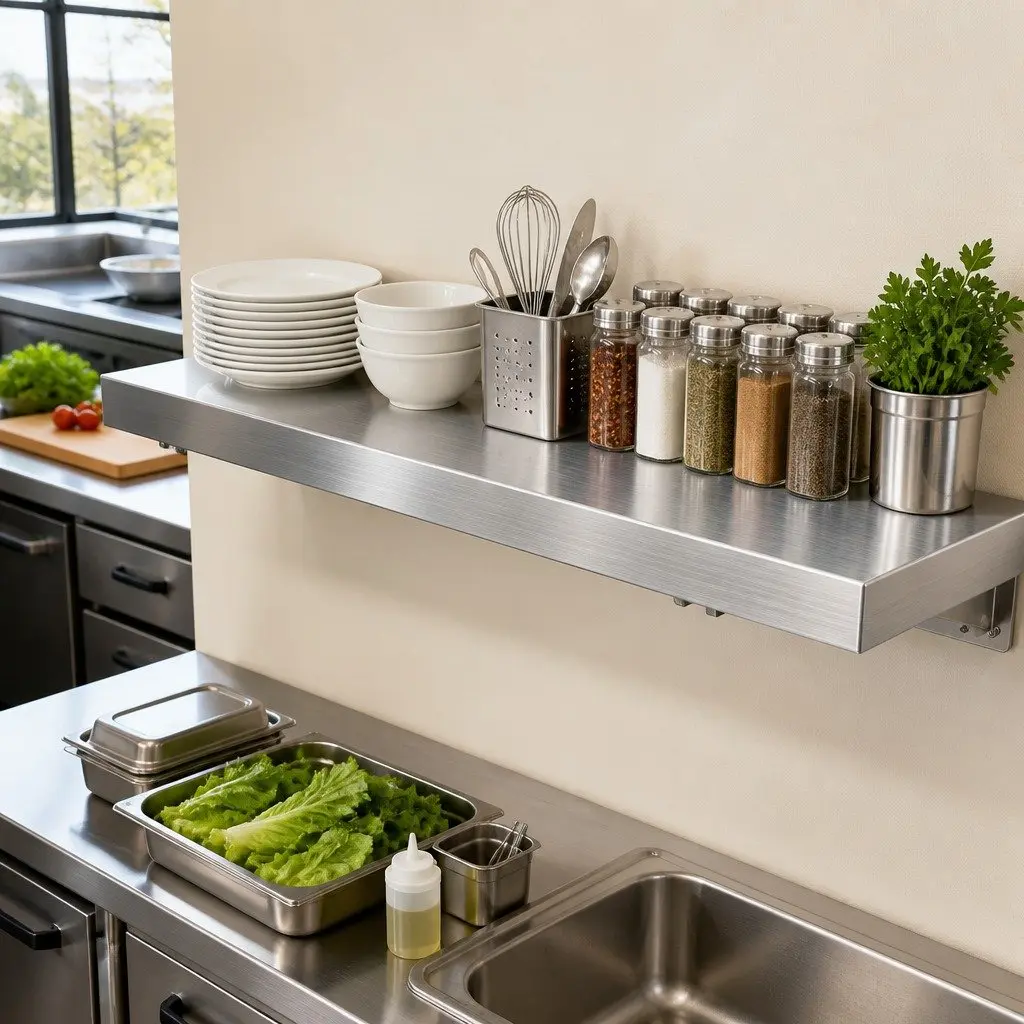 Wall Shelf Stainless Steel Foldable Kitchen Storage Rack 1200x300mm