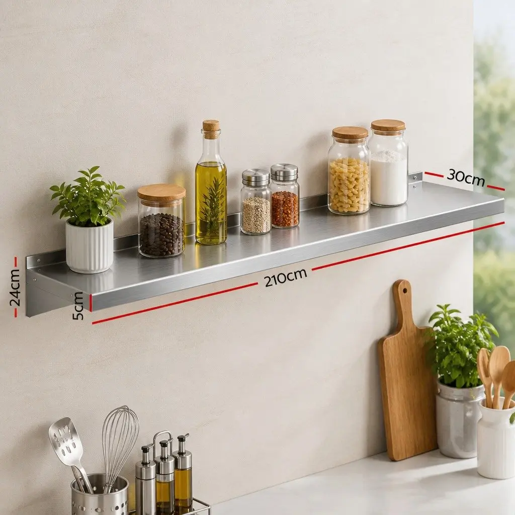 Wall Mounted Kitchen Shelf Stainless Steel 1200mm Storage Rack