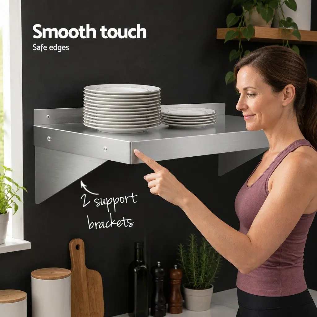 Wall Mounted Kitchen Shelf Stainless Steel 1200mm Storage Rack