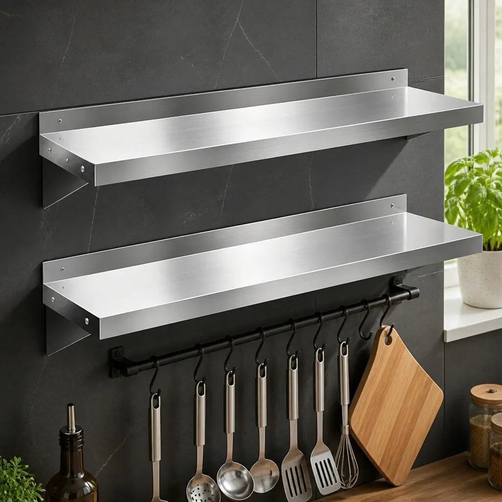Wall Mounted Kitchen Shelf Stainless Steel 1200mm Storage Rack