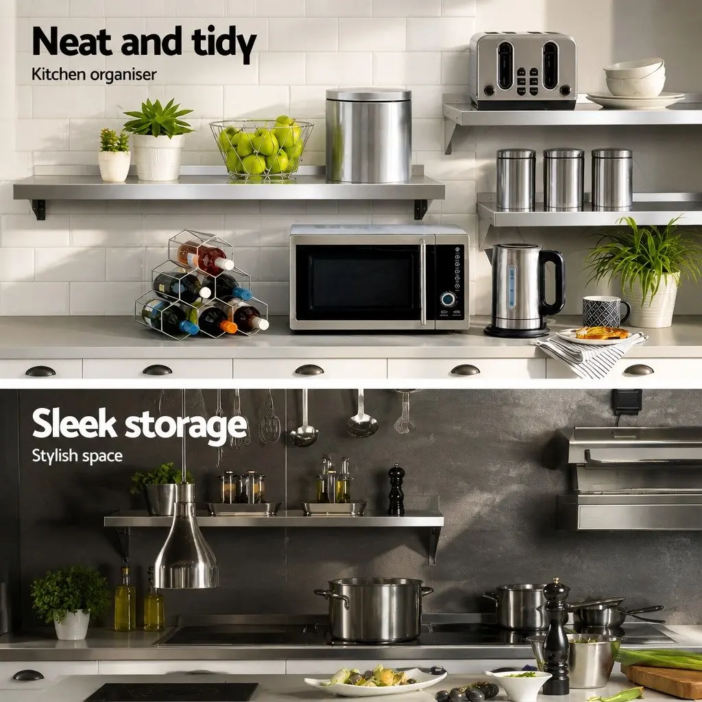 Wall Mounted Kitchen Shelf Heavy-duty Stainless Steel 1800mm