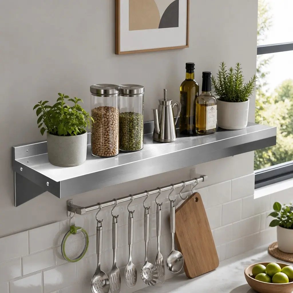 Wall Mounted Kitchen Shelf Heavy-duty Stainless Steel 1800mm