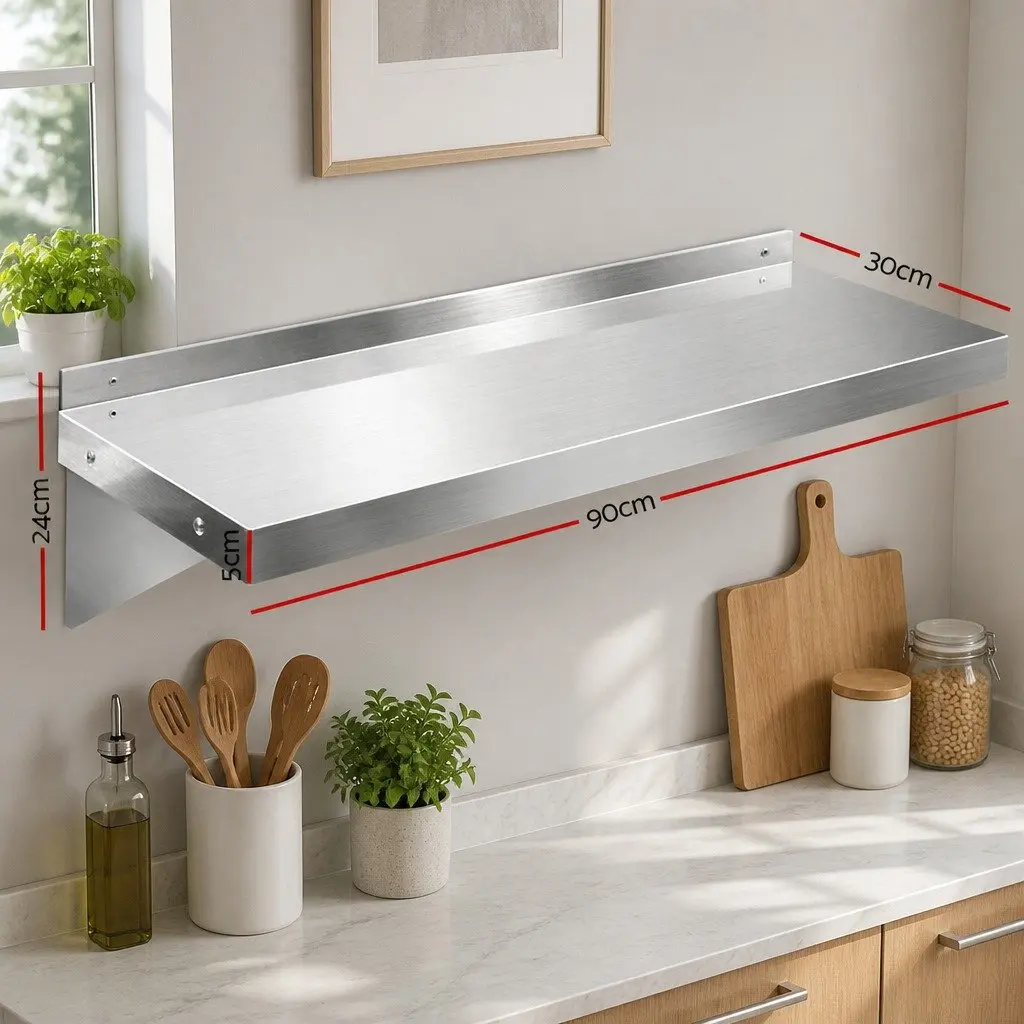 Stainless Steel Kitchen Wall Shelf 900mm Heavy-duty Rust-proof Mounted Rack