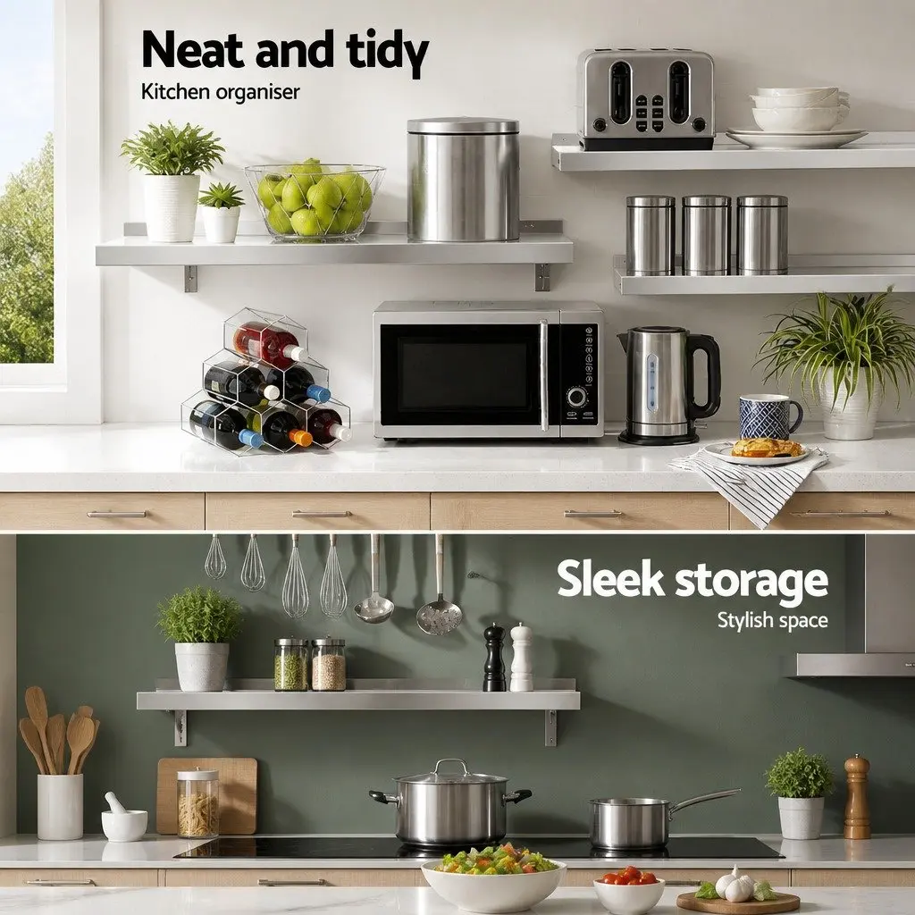 Stainless Steel Kitchen Wall Shelf 900mm Heavy-duty Rust-proof Mounted Rack