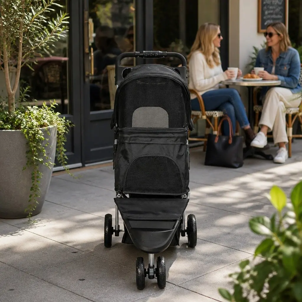 Pet Stroller Foldable Large Oxford Fabric Removable Cushion 36cm W x 70cm D x 130cm H