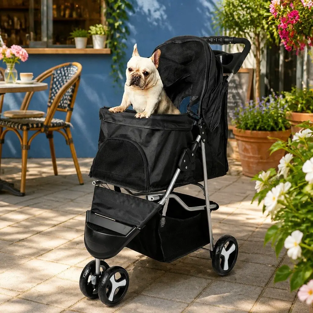 Pet Stroller Foldable Large Oxford Fabric Removable Cushion 36cm W x 70cm D x 130cm H