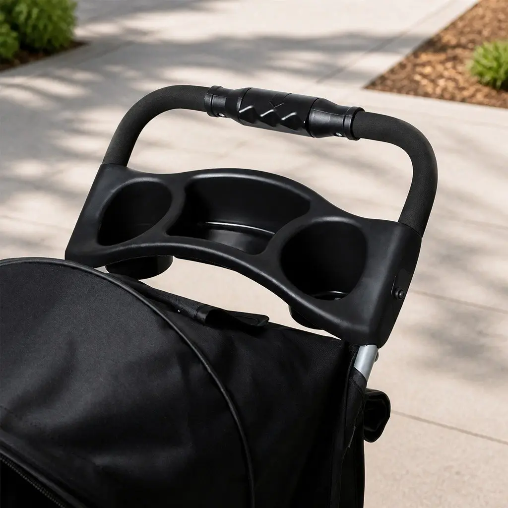 Pet Stroller Foldable Portable 4 Wheels Black