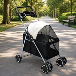 Pet Stroller Dog Cat Carrier Foldable Portable Travel Jogger Pushchair Black