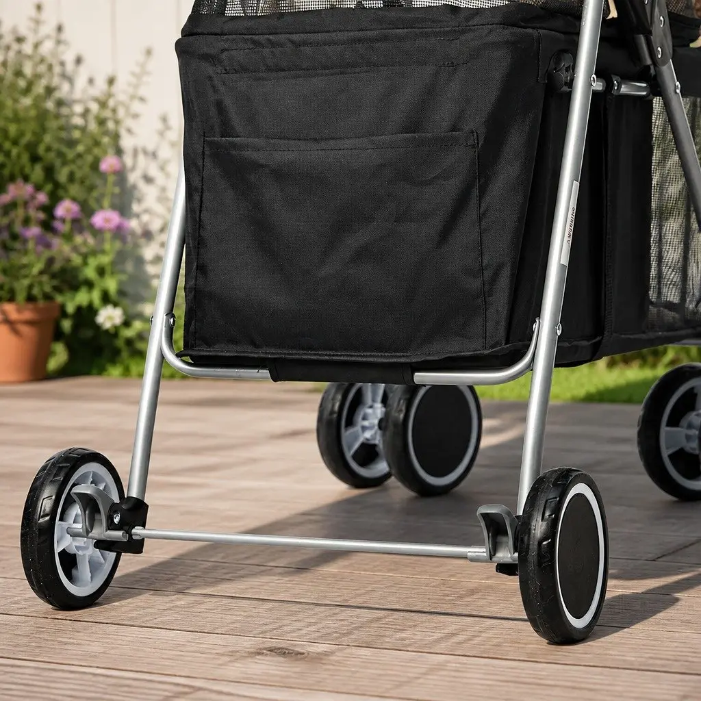 Pet Stroller Foldable Portable Travel Jogger Carrier Black
