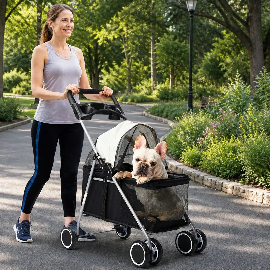 Pet Stroller Foldable Portable Travel Jogger Carrier Black