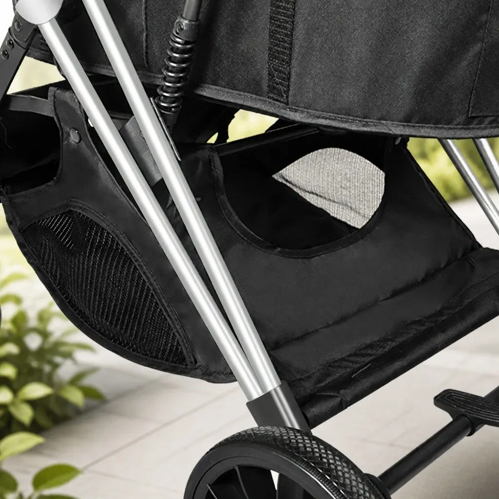 Pet Stroller Foldable 4 Wheels Breathable Mesh Window 87cm x 60cm x 101cm