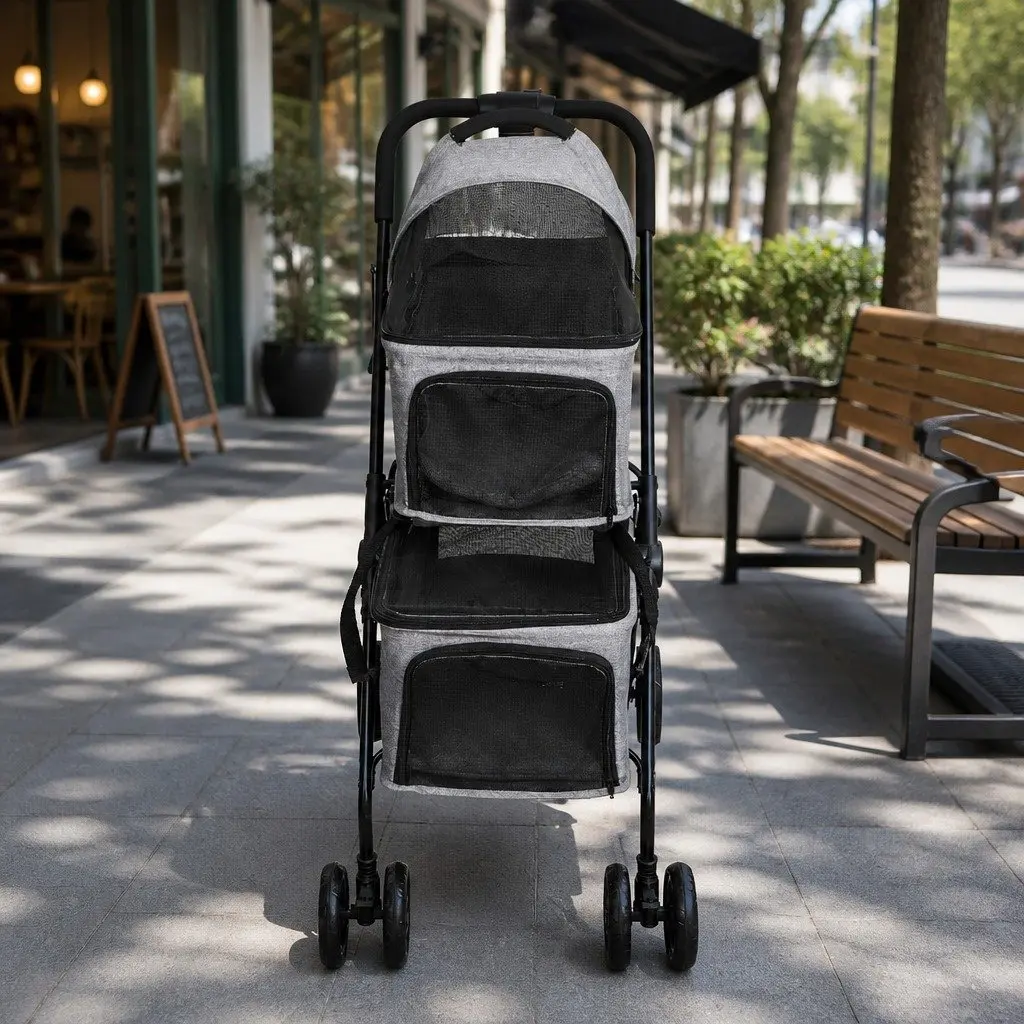 Two-Tier Pet Stroller for Easy Travel