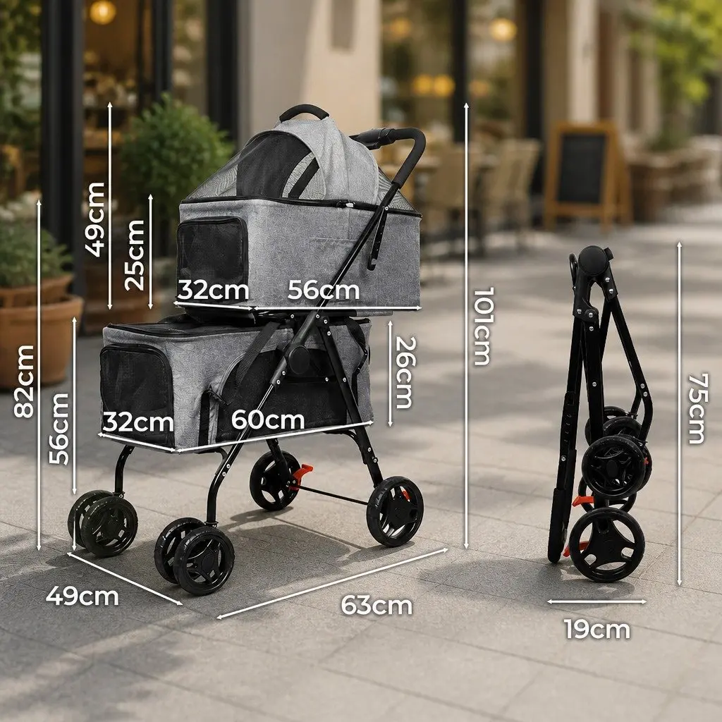 Two-Tier Pet Stroller for Easy Travel