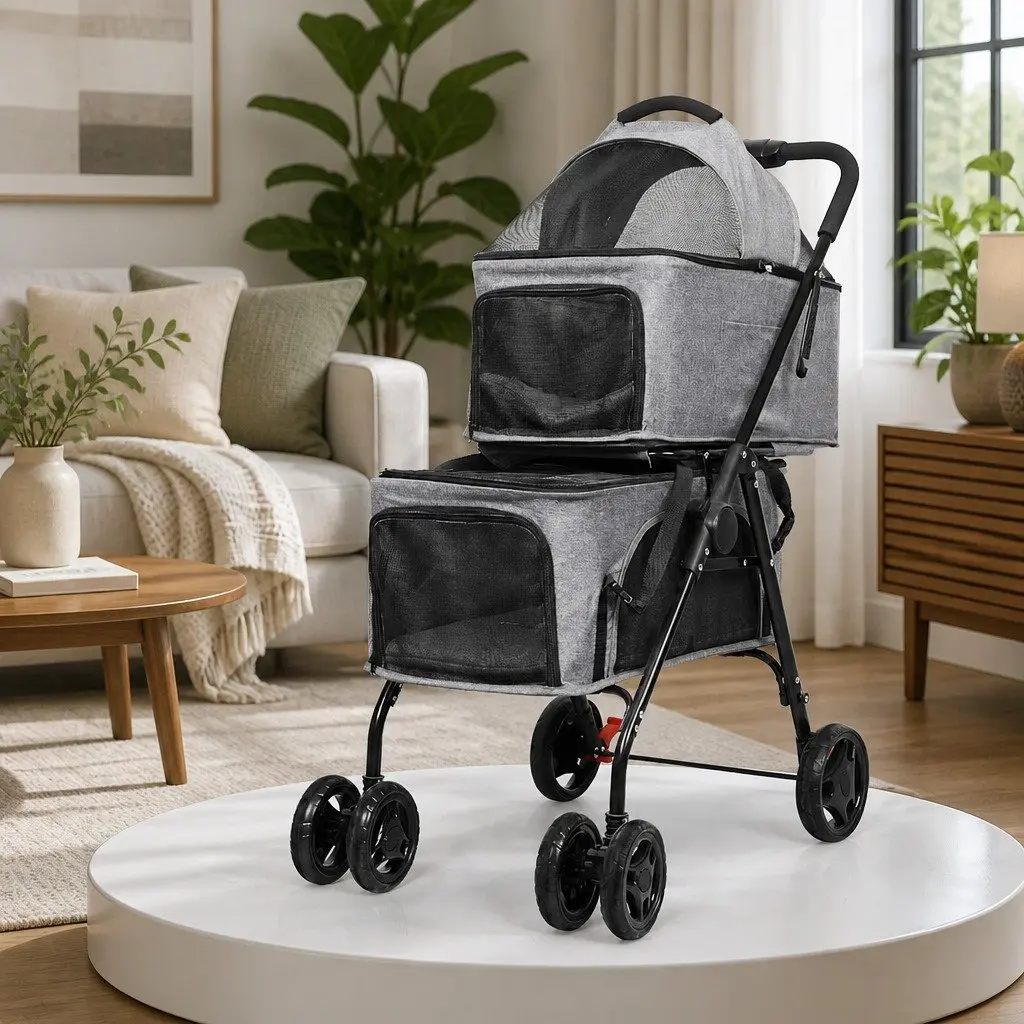Two-Tier Pet Stroller for Easy Travel