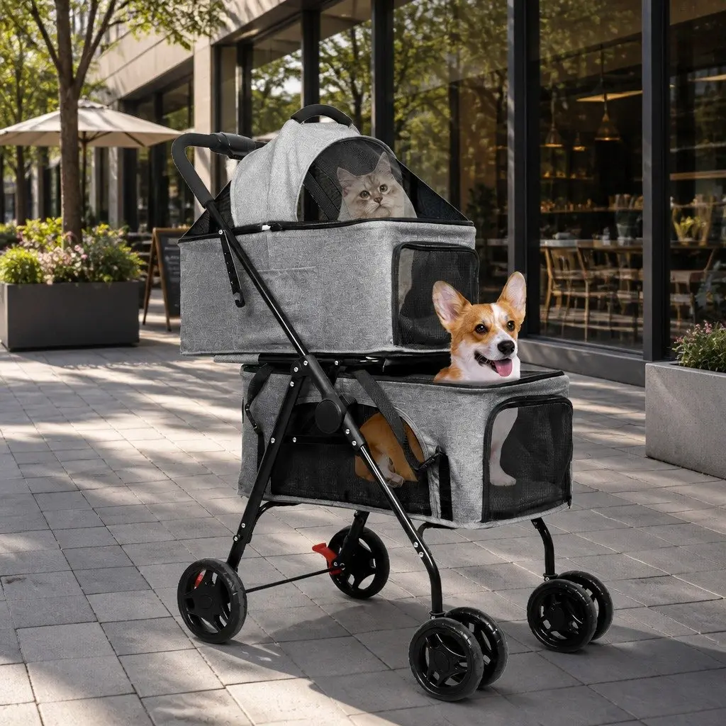 Two-Tier Pet Stroller for Easy Travel