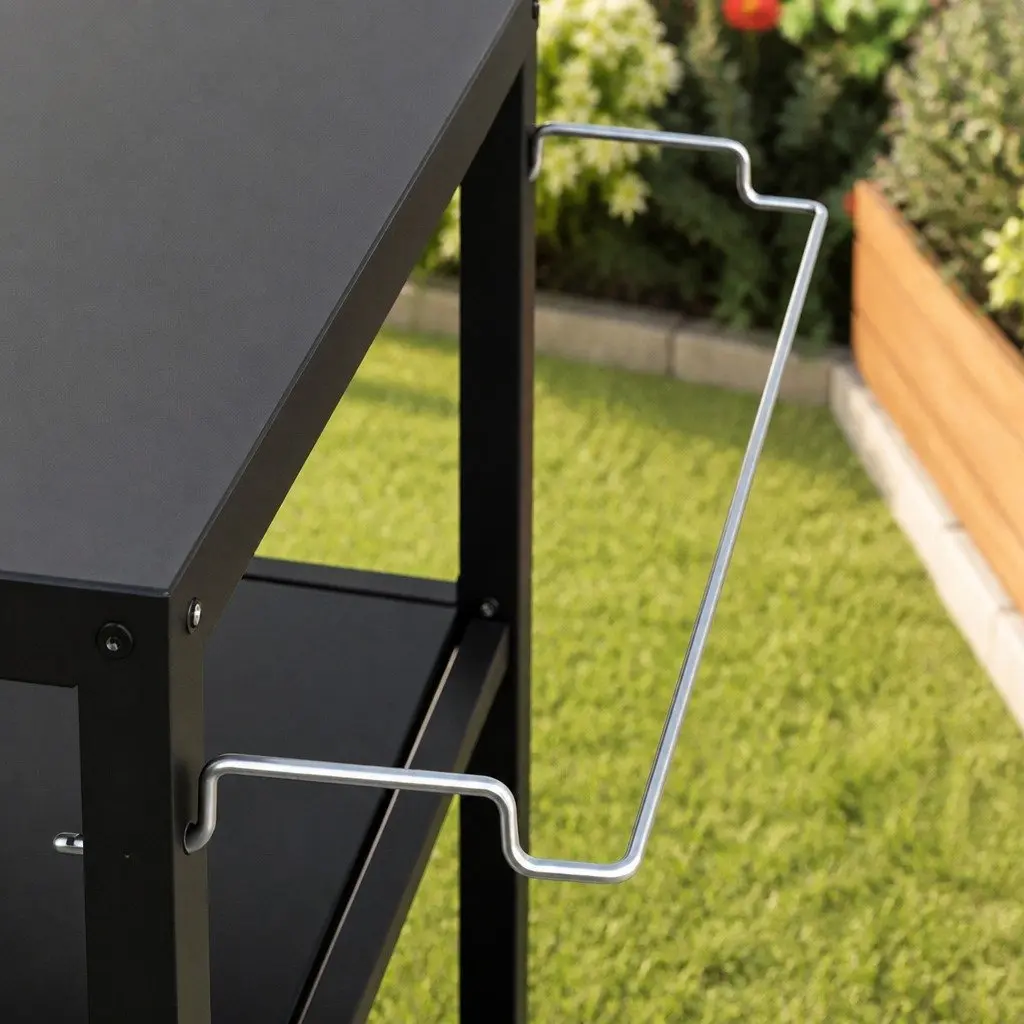 Outdoor Kitchen Cart 3 Tier Mobile BBQ Grill Serving Trolley Patio Storage Table