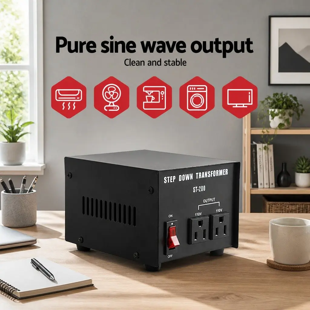 Step Down Transformer 200W 240V to 110V AC Voltage Converter Portable
