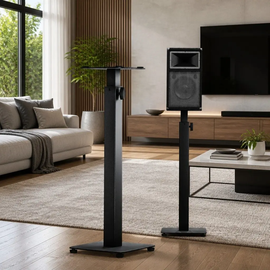 Speaker Stand Adjustable Height 70-117cm Steel Construction 2pcs Black