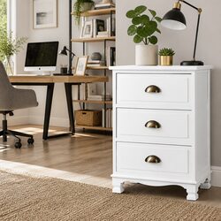 Friendly 3-Drawer Bedside Table in White
