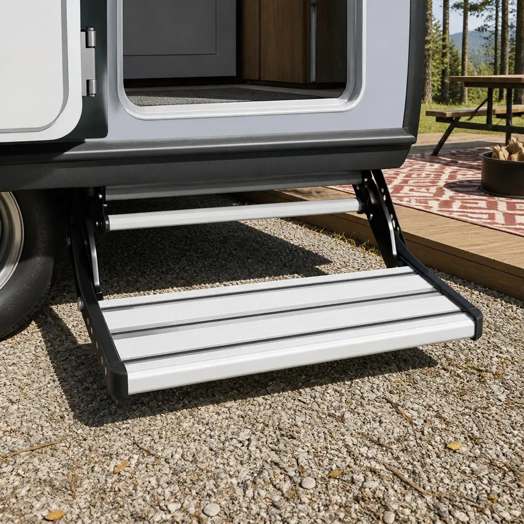 Folding Caravan Step Non-Slip Aluminium 56 x 57 x 17 cm