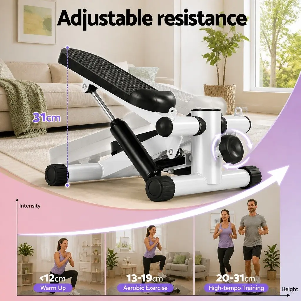Mini Stepper Compact Home Workout with Resistance Rope 42 x 29.5 x 19 cm