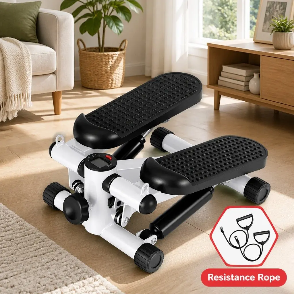 Mini Stepper Compact Home Workout with Resistance Rope 42 x 29.5 x 19 cm