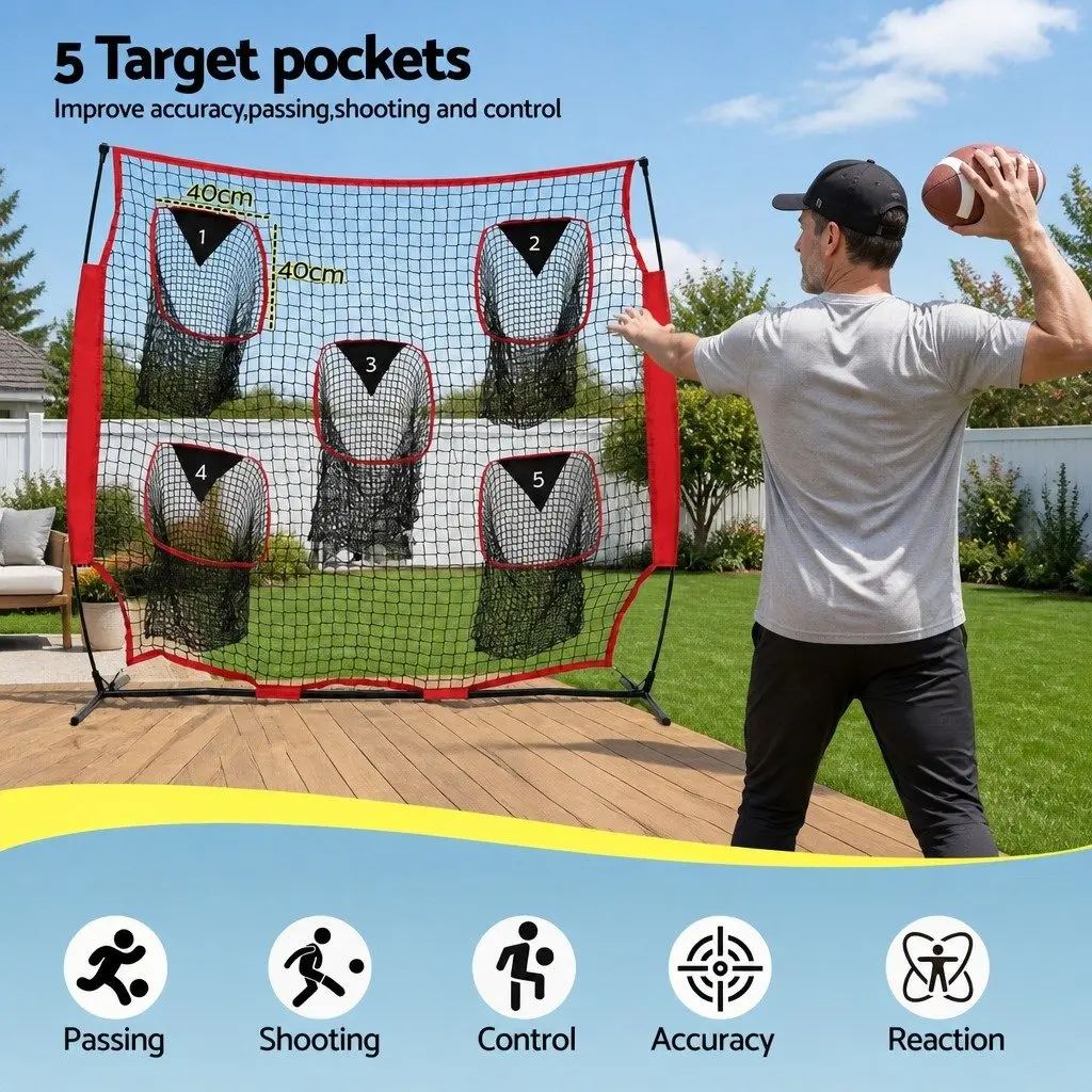 Football Training Net 1.8m Portable Soccer Goal 5 Target Rebounder Practice Net