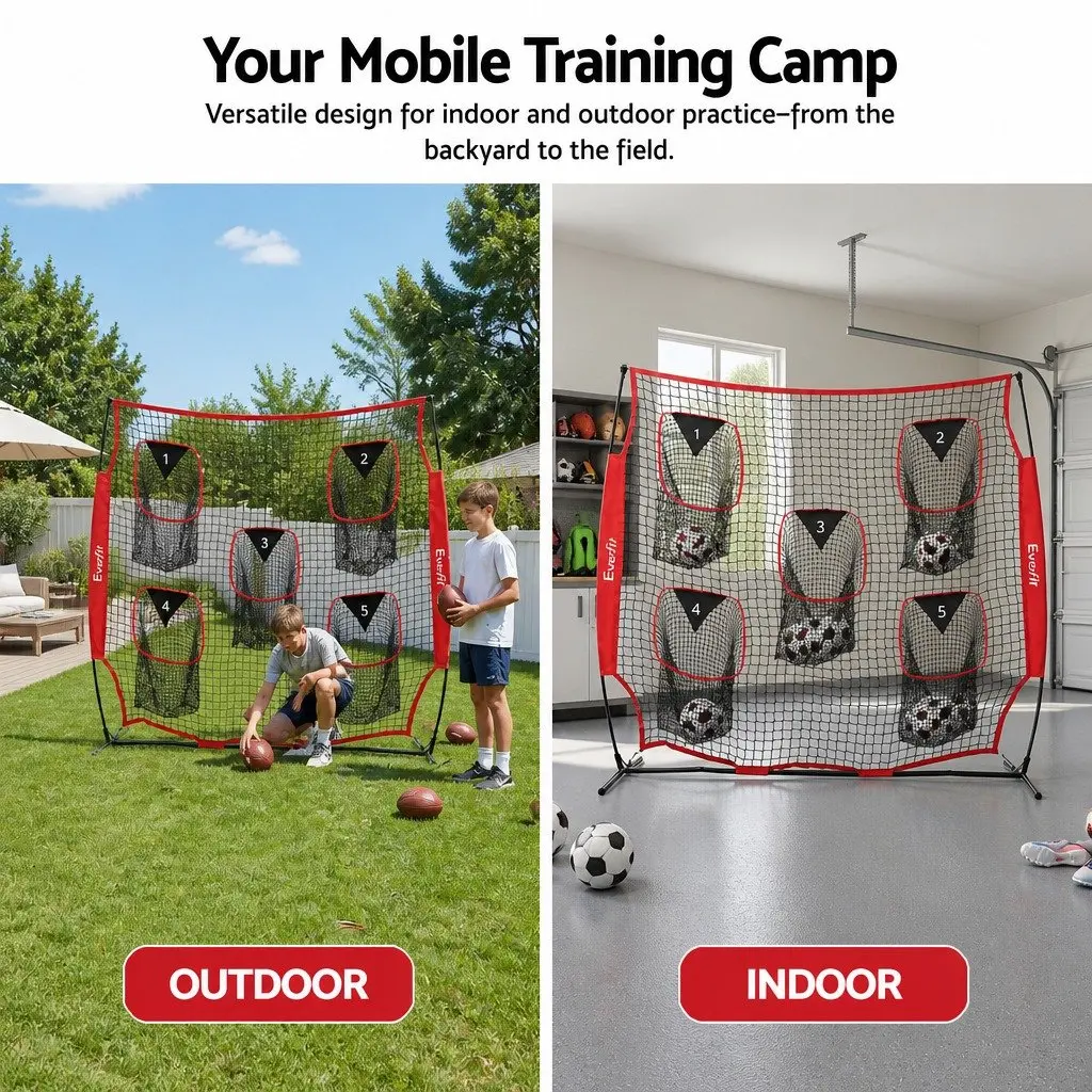 Football Training Net 1.8m Portable Soccer Goal 5 Target Rebounder Practice Net