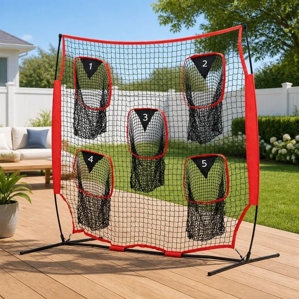 Football Training Net 1.8m Portable Soccer Goal 5 Target Rebounder Practice Net