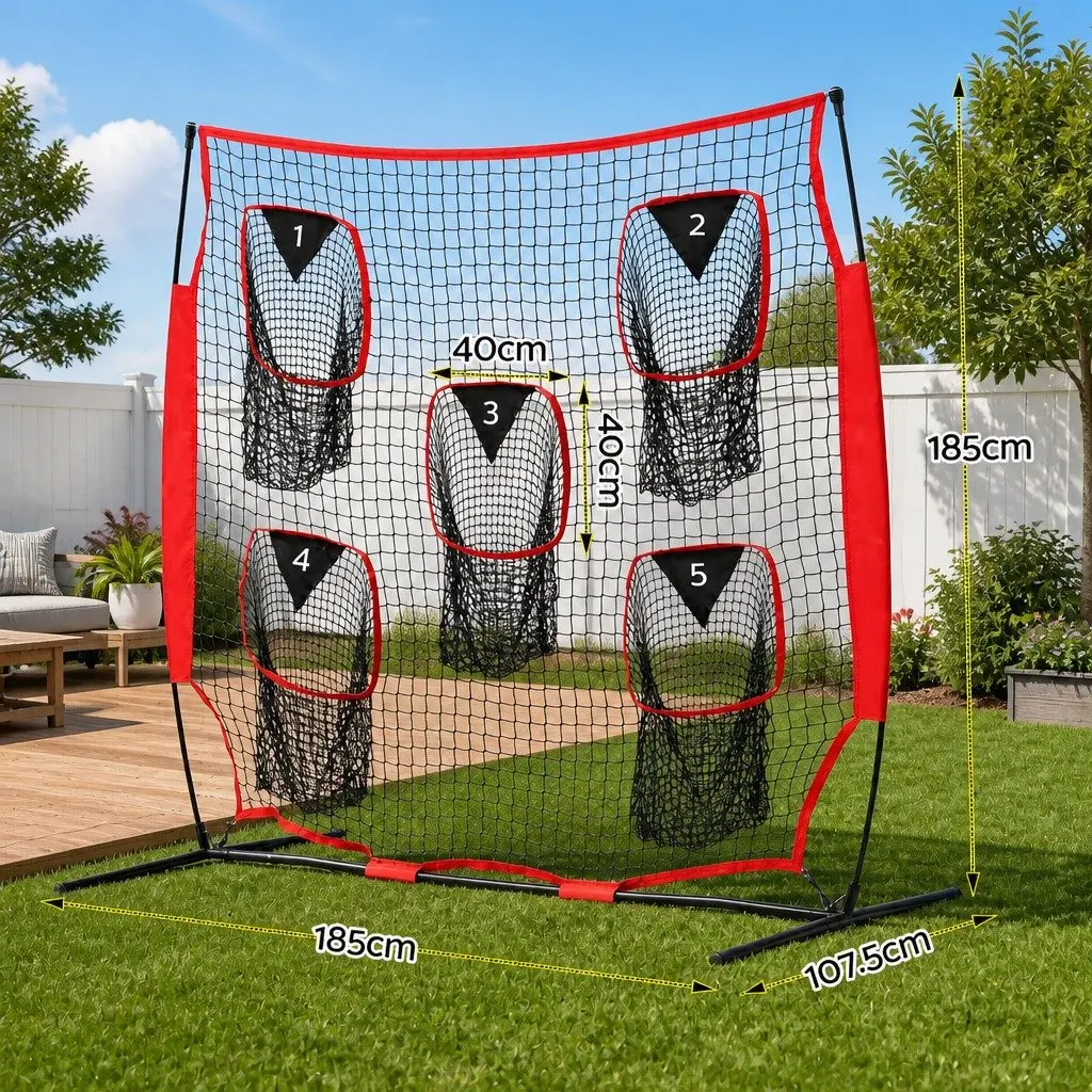 Football Training Net 1.8m Portable Soccer Goal 5 Target Rebounder Practice Net